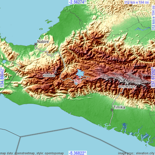 Topographic map of Tigi