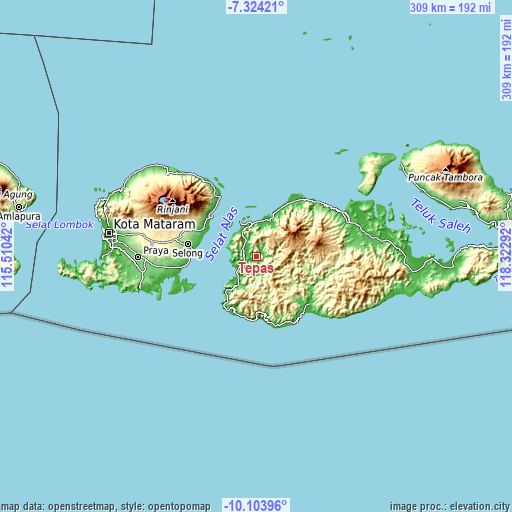Topographic map of Tepas