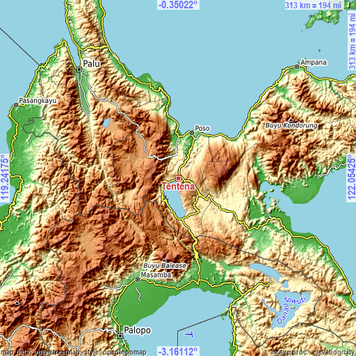 Topographic map of Tentena