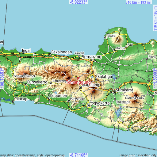 Topographic map of Temanggung