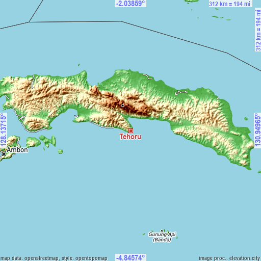 Topographic map of Tehoru