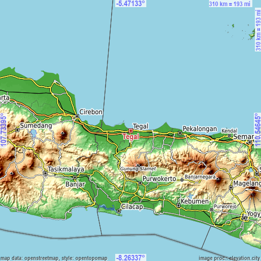 Topographic map of Tegal