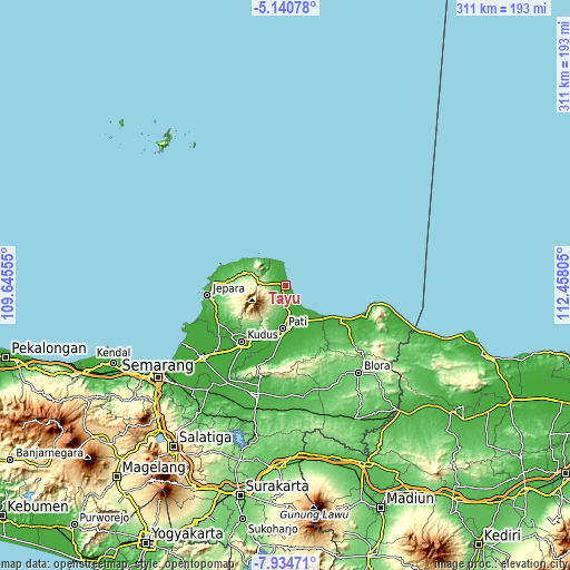 Topographic map of Tayu