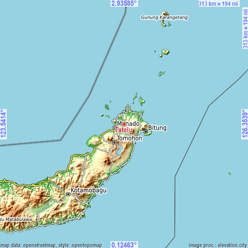 Topographic map of Tatelu