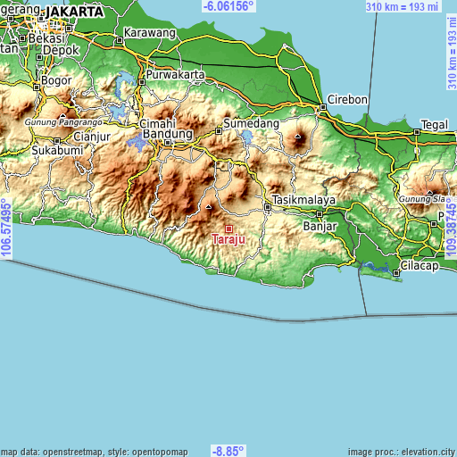 Topographic map of Taraju