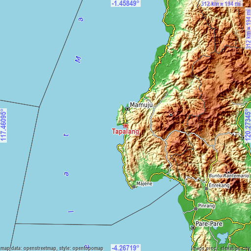Topographic map of Tapalang