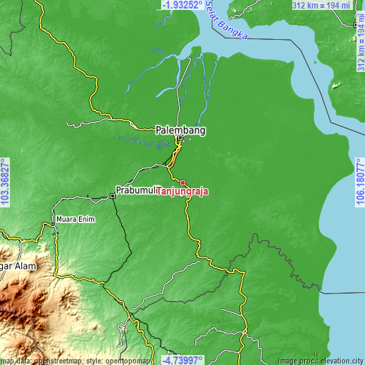 Topographic map of Tanjungraja