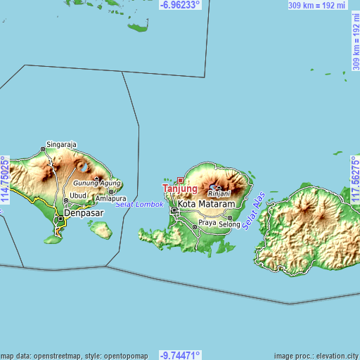 Topographic map of Tanjung