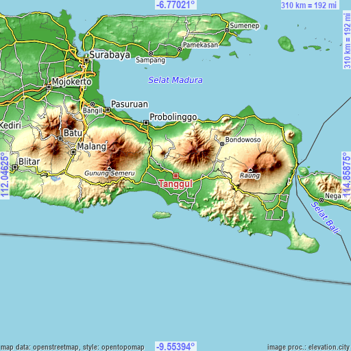 Topographic map of Tanggul