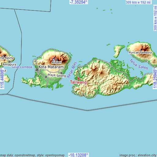 Topographic map of Taliwang