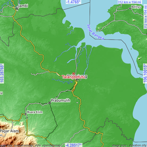 Topographic map of Talangbetutu