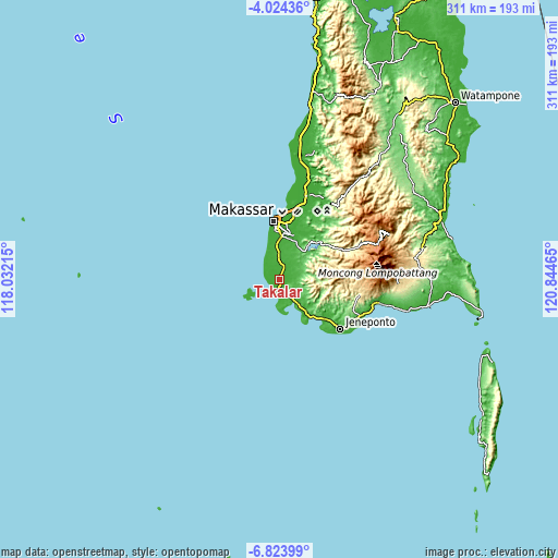 Topographic map of Takalar