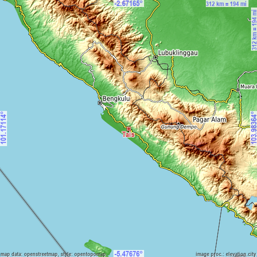 Topographic map of Tais
