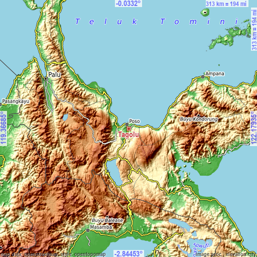 Topographic map of Tagolu