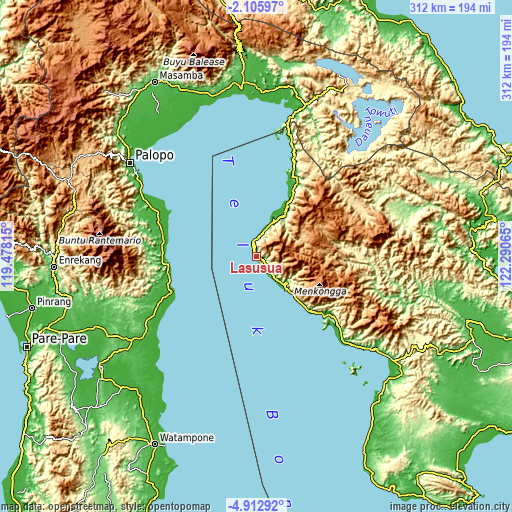 Topographic map of Lasusua