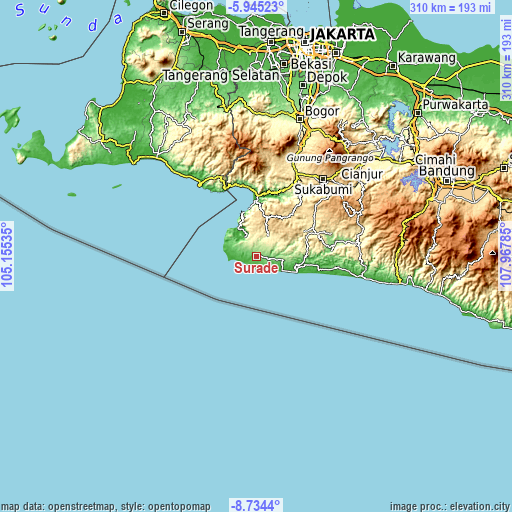 Topographic map of Surade