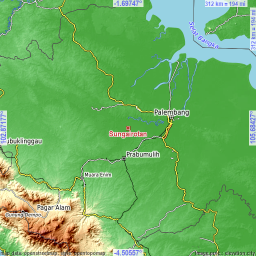 Topographic map of Sungairotan