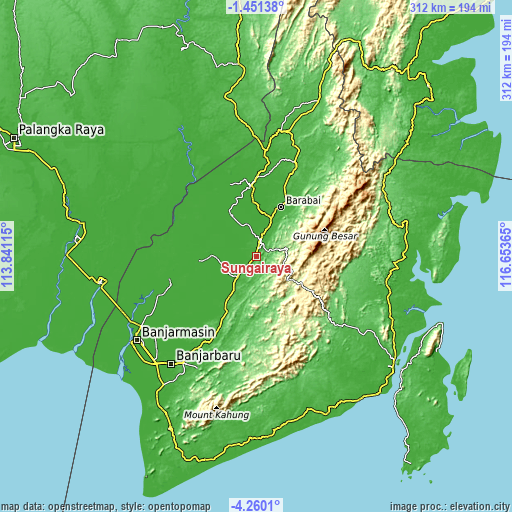 Topographic map of Sungairaya