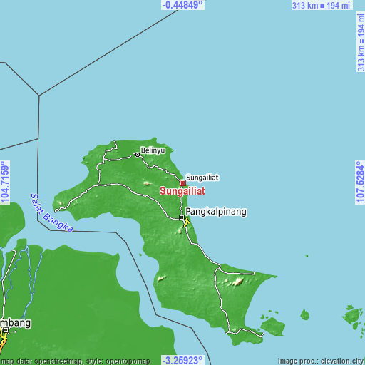 Topographic map of Sungailiat