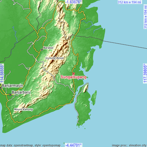 Topographic map of Sungaikupang