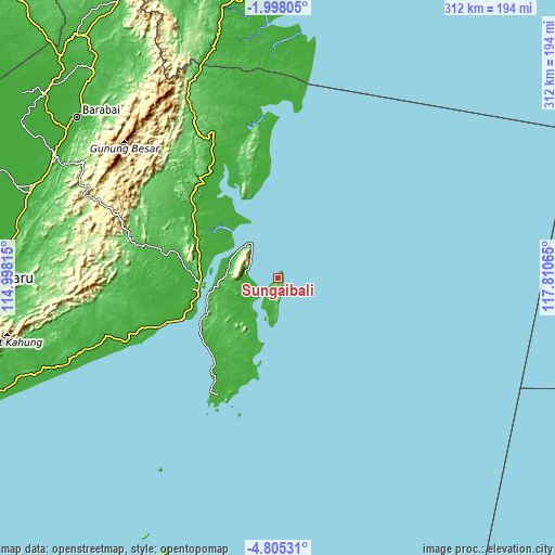 Topographic map of Sungaibali