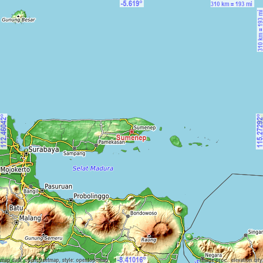 Topographic map of Sumenep