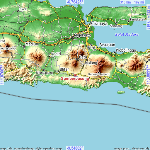 Topographic map of Sumberpucung