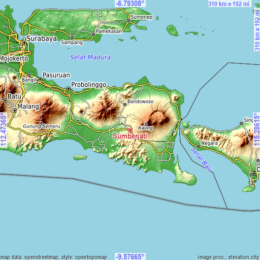 Topographic map of Sumberjati