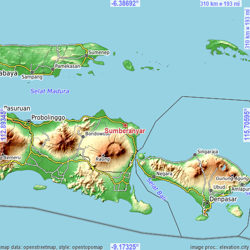 Topographic map of Sumberanyar