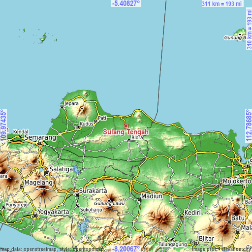 Topographic map of Sulang Tengah