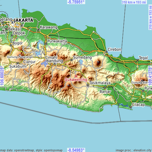 Topographic map of Sukawening