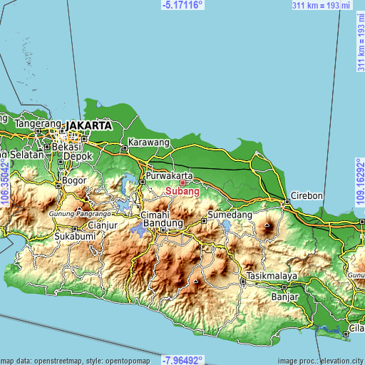 Topographic map of Subang
