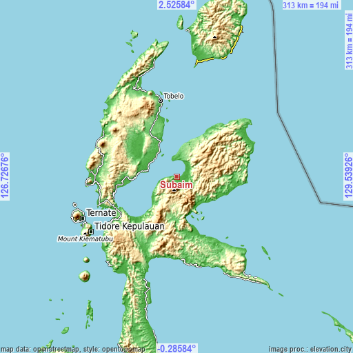 Topographic map of Subaim