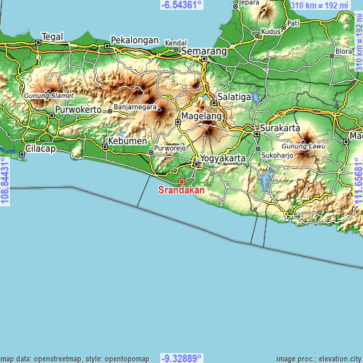 Topographic map of Srandakan