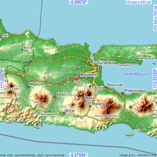 Topographic map of Soko