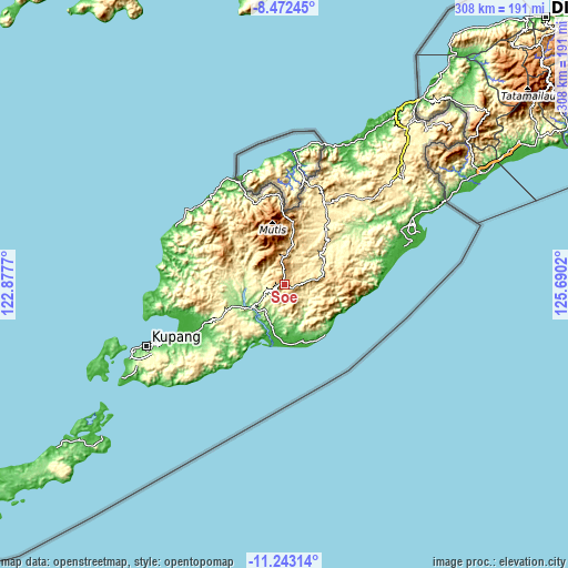 Topographic map of Soe