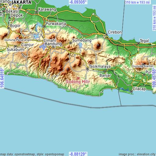 Topographic map of Sodong Hilir