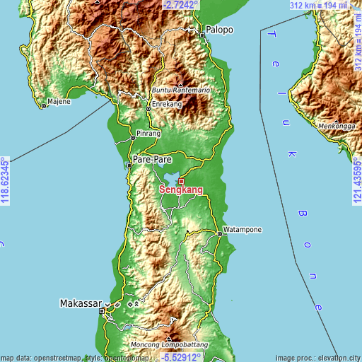 Topographic map of Sengkang