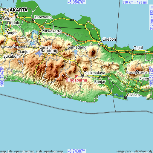 Topographic map of Singaparna