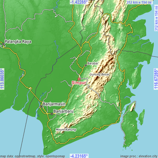 Topographic map of Simpur