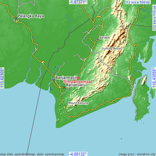 Topographic map of Simpangempat