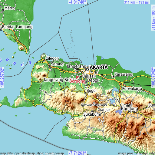 Topographic map of Serpong