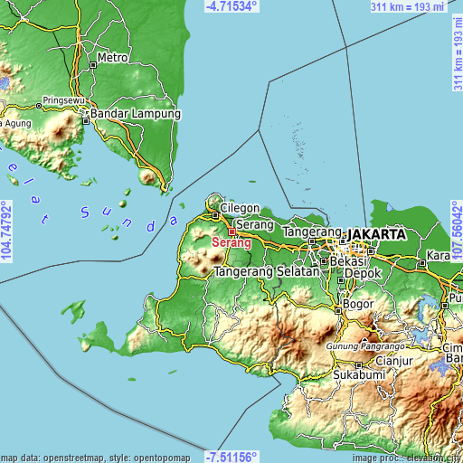 Topographic map of Serang