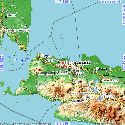Topographic map of Sepatan
