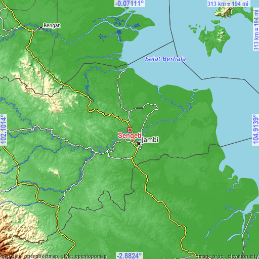 Topographic map of Sengeti