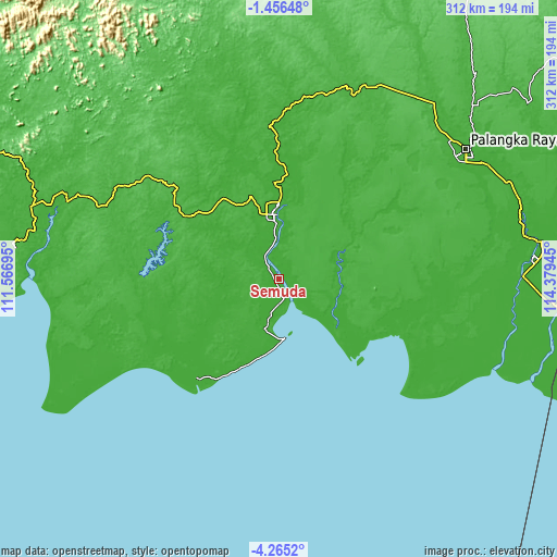 Topographic map of Semuda
