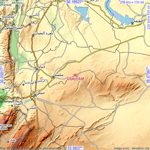 Topographic map of ‘Uqayribāt