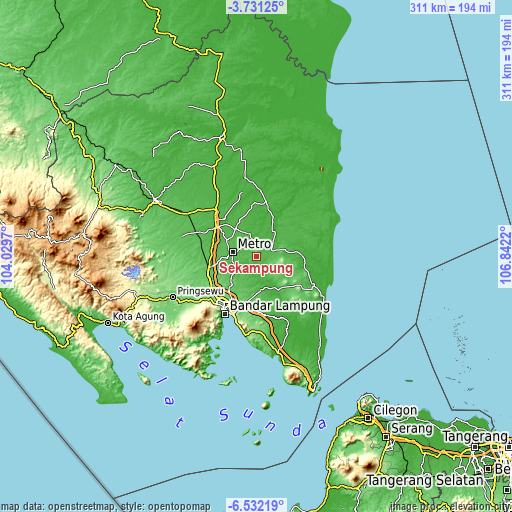 Topographic map of Sekampung