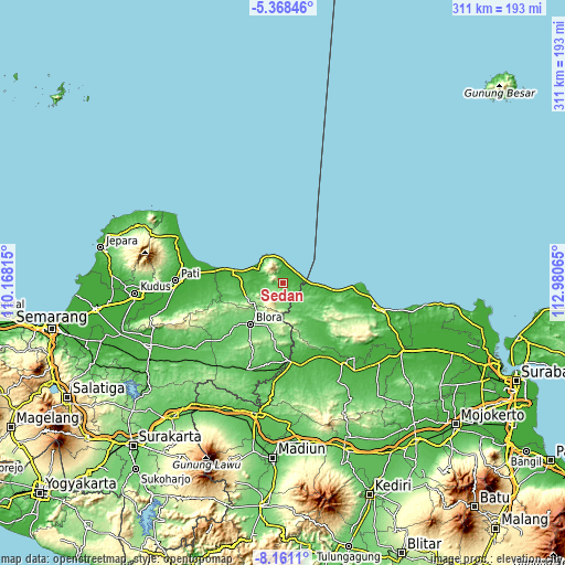 Topographic map of Sedan