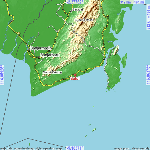 Topographic map of Satui